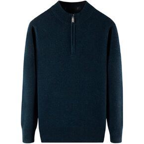 Men 100% Cashmere Zipper Half High Collar Sweater Thicker Casual Knitted Sweatercoat Dark Green XXXL in Kuwait