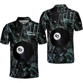 LASFOUR Personalized 3D Funny Billiard Dry Fit Short Sleeve Polo Shirts for Men, Billiard Gifts for Dad, Grandpa in Kuwait
