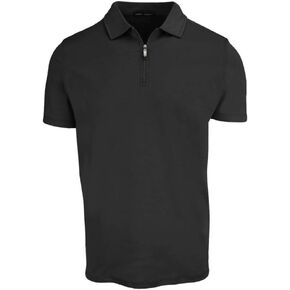 تي شيرت Robert Baraket Georgia Zip Polo، كم قصير، مقاس عادي، تي شيرت رجالي من قطن بيما in Kuwait