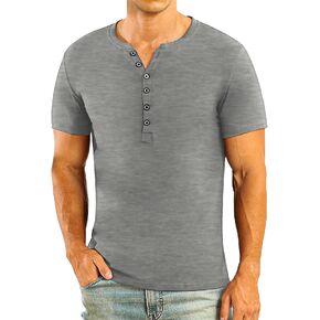 تي شيرت رجالي من NITAGUT بأكمام قصيرة من Henley كاجوال صيفي بمقاس نحيف ومصمم أساسي من القطن للرجال in Kuwait