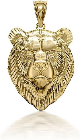 14K Yellow, White, or Rose Gold Wild Viking Grizzly Bear Head Pendant Amulet Norse Slavic Jewelry - Choice of Metal in Saudi Arabia