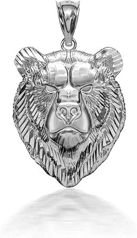 14K Yellow, White, or Rose Gold Wild Viking Grizzly Bear Head Pendant Amulet Norse Slavic Jewelry - Choice of Metal in Saudi Arabia