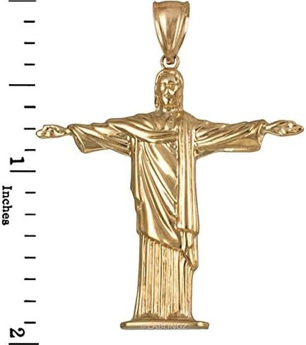14K Yellow Gold Jesus Christ The Redeemer Brazil Rio Statue Pendant in Saudi Arabia