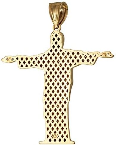 14K Yellow Gold Jesus Christ The Redeemer Brazil Rio Statue Pendant in Saudi Arabia