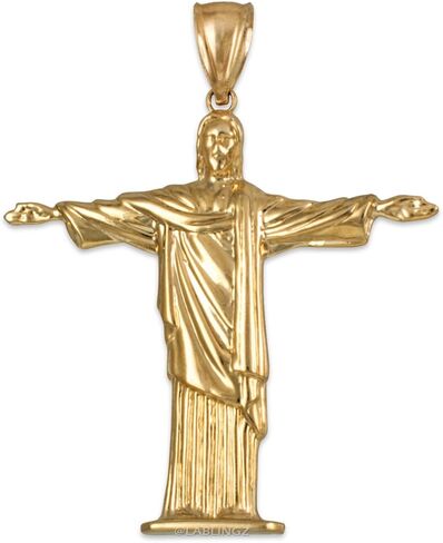 14K Yellow Gold Jesus Christ The Redeemer Brazil Rio Statue Pendant in Saudi Arabia