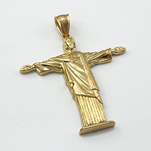 14K Yellow Gold Jesus Christ The Redeemer Brazil Rio Statue Pendant in Saudi Arabia