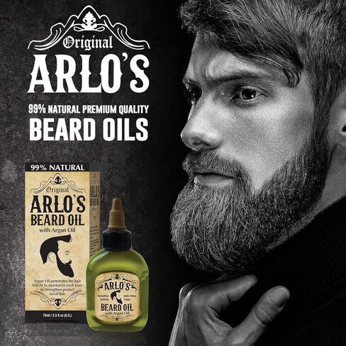 Arlo's 5-PC Mens Premium Beard Grooming Kit w/ Tea Tree Beard Oil 2.5oz -Beard Oil, Beard Brush, Beard Comb, Beard Scissors & Carry Bag in Kuwait