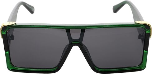 Oversized Big Thick Flat Top SHIELD Square Luxury Designer Sunglasses with Dark Gold Metal in Kuwait
