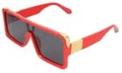 Oversized Big Thick Flat Top SHIELD Square Luxury Designer Sunglasses with Dark Gold Metal in Kuwait