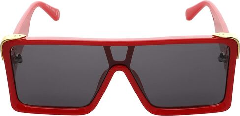 Oversized Big Thick Flat Top SHIELD Square Luxury Designer Sunglasses with Dark Gold Metal in Kuwait