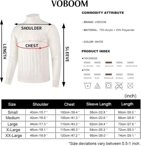 VOBOOM Men Regular Fit Turtleneck Pullover Sweaters Basic Tops Knitted Thermal in Saudi Arabia