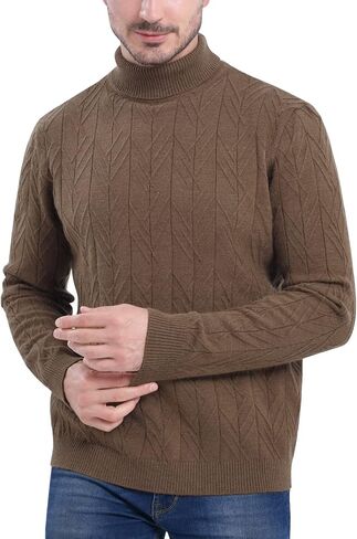 VOBOOM Men Regular Fit Turtleneck Pullover Sweaters Basic Tops Knitted Thermal in Saudi Arabia