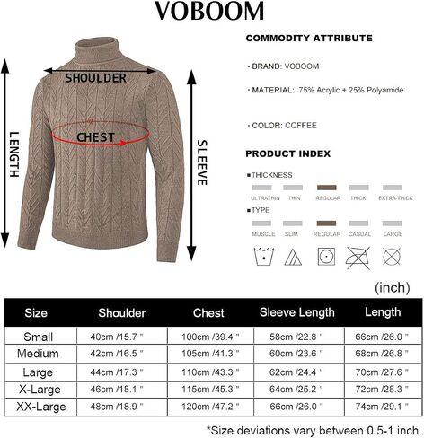 VOBOOM Men Regular Fit Turtleneck Pullover Sweaters Basic Tops Knitted Thermal in Saudi Arabia
