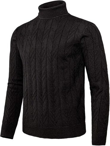VOBOOM Men Regular Fit Turtleneck Pullover Sweaters Basic Tops Knitted Thermal in Saudi Arabia