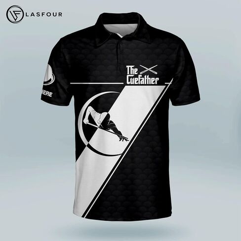 LASFOUR Personalized 3D Funny Billiard Dry Fit Short Sleeve Polo Shirts for Men, Billiard Gifts for Dad, Grandpa in Saudi Arabia