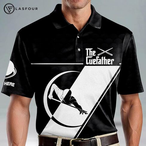 LASFOUR Personalized 3D Funny Billiard Dry Fit Short Sleeve Polo Shirts for Men, Billiard Gifts for Dad, Grandpa in Saudi Arabia