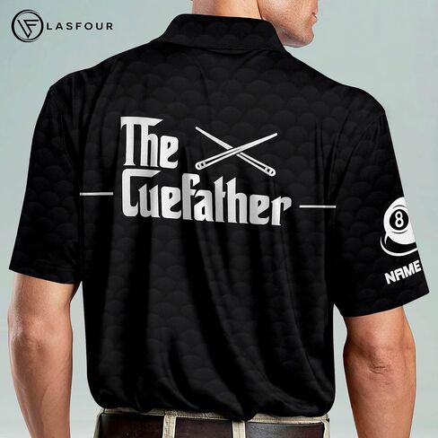 LASFOUR Personalized 3D Funny Billiard Dry Fit Short Sleeve Polo Shirts for Men, Billiard Gifts for Dad, Grandpa in Saudi Arabia