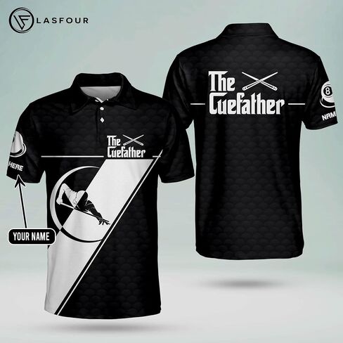 LASFOUR Personalized 3D Funny Billiard Dry Fit Short Sleeve Polo Shirts for Men, Billiard Gifts for Dad, Grandpa in Saudi Arabia