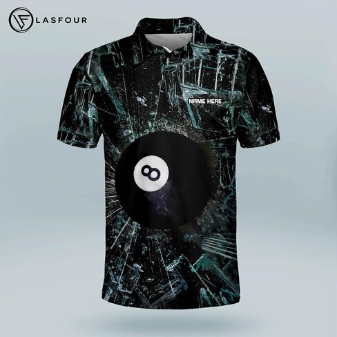 LASFOUR Personalized 3D Funny Billiard Dry Fit Short Sleeve Polo Shirts for Men, Billiard Gifts for Dad, Grandpa in Saudi Arabia