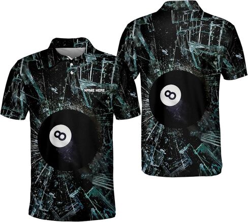 LASFOUR Personalized 3D Funny Billiard Dry Fit Short Sleeve Polo Shirts for Men, Billiard Gifts for Dad, Grandpa in Saudi Arabia