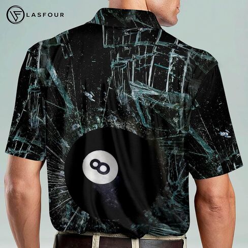 LASFOUR Personalized 3D Funny Billiard Dry Fit Short Sleeve Polo Shirts for Men, Billiard Gifts for Dad, Grandpa in Saudi Arabia