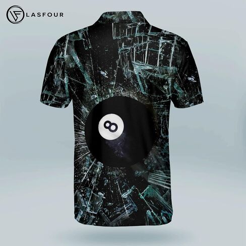LASFOUR Personalized 3D Funny Billiard Dry Fit Short Sleeve Polo Shirts for Men, Billiard Gifts for Dad, Grandpa in Saudi Arabia