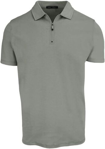 تي شيرت Robert Baraket Georgia Zip Polo، كم قصير، مقاس عادي، تي شيرت رجالي من قطن بيما in Kuwait
