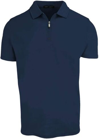 تي شيرت Robert Baraket Georgia Zip Polo، كم قصير، مقاس عادي، تي شيرت رجالي من قطن بيما in Kuwait