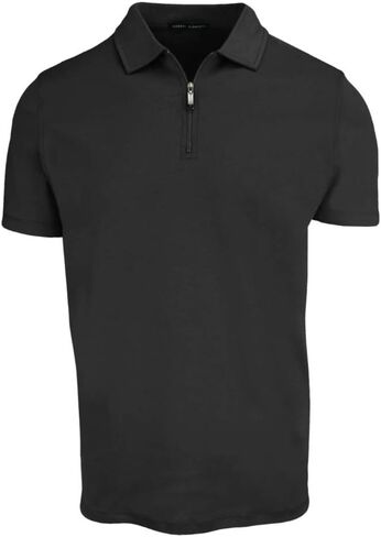 تي شيرت Robert Baraket Georgia Zip Polo، كم قصير، مقاس عادي، تي شيرت رجالي من قطن بيما in Kuwait