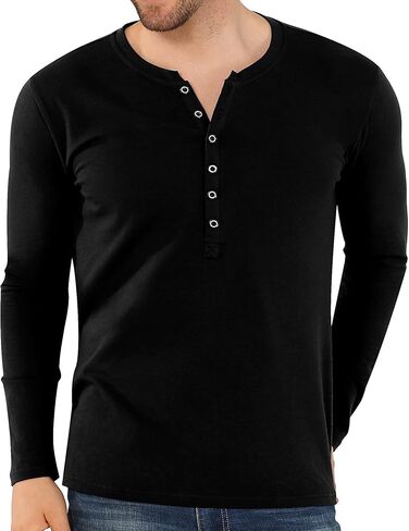 تي شيرت رجالي من NITAGUT بأكمام قصيرة من Henley كاجوال صيفي بمقاس نحيف ومصمم أساسي من القطن للرجال in Kuwait