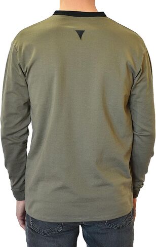 SpearPoint Apparel Men's Long Sleeve Henley Slit V-Neck Banded Notch Collar Shirt - Soft Cotton Blend, Stretch, Wrinkle-Free in Kuwait