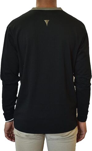 SpearPoint Apparel Men's Long Sleeve Henley Slit V-Neck Banded Notch Collar Shirt - Soft Cotton Blend, Stretch, Wrinkle-Free in Kuwait