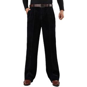 Flygo Mens Relaxed Fit High-Waisted Straight Leg Corduroy Pant Non-Iron in Kuwait