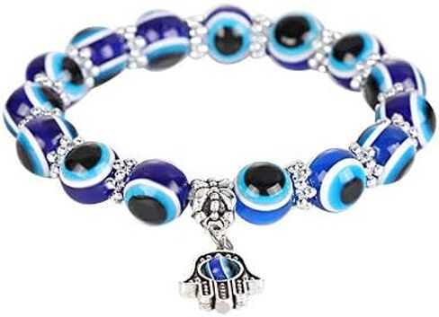 4 Pcs Evil Eye Bead Bracelet Hamsa Hand Fatima Charm Stretch Amulet Turkish Good Luck Protection Kabbalah Jewelry in Kuwait