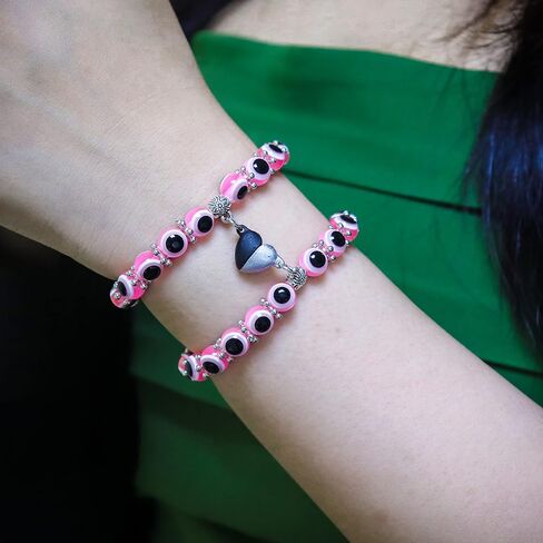 4 Pcs Evil Eye Bead Bracelet Hamsa Hand Fatima Charm Stretch Amulet Turkish Good Luck Protection Kabbalah Jewelry in Kuwait