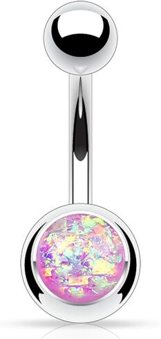 FIFTH CUE 14G Opal Glitter Set 316L Surgical Steel Belly Button Rings in Saudi Arabia