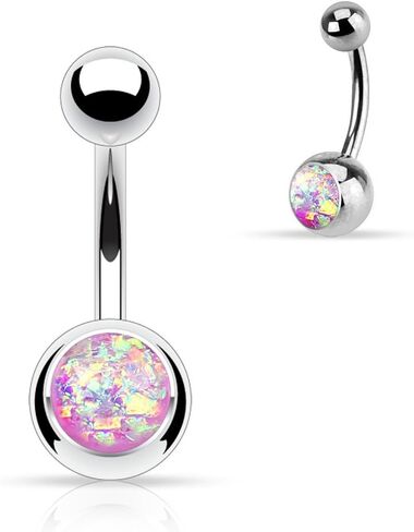 FIFTH CUE 14G Opal Glitter Set 316L Surgical Steel Belly Button Rings in Saudi Arabia