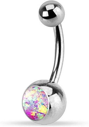 FIFTH CUE 14G Opal Glitter Set 316L Surgical Steel Belly Button Rings in Saudi Arabia