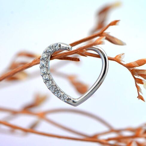 OUFER Heart Daith Earring 14K Soild White Gold Heart Sharped Right Closure Daith Cartilage Tragus Helix Earrings 16 Gauge Piercing Jewelry in Saudi Arabia