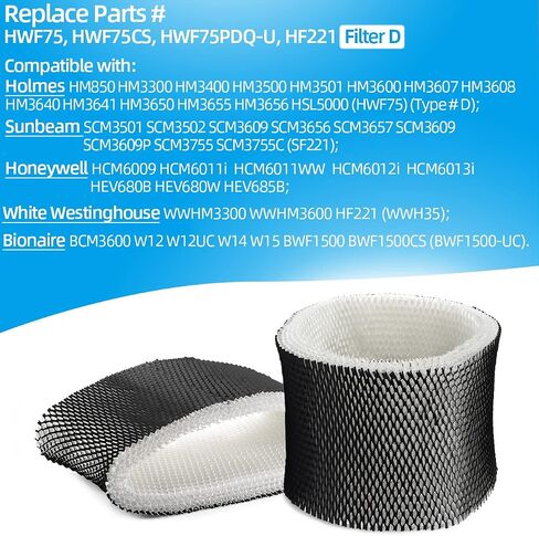 Alocs HWF75 Humidifier Filter D Replacement for Holmes - HM3500 HM3600 HM3650 HM3655 HM3656; Honey-Well HCM6009; Sunbeam SCM3501 SCM3609 SCM3755C humidifier (2 Pack) in Saudi Arabia