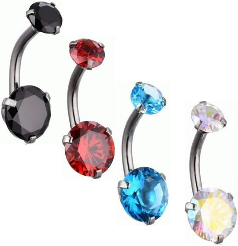 14g Surgical Steel CZ Belly Button Ring Navel Rings Dangle Round Cubic Zirconia Screw Studs Barbell Piercings Sexy Jewelry in Saudi Arabia