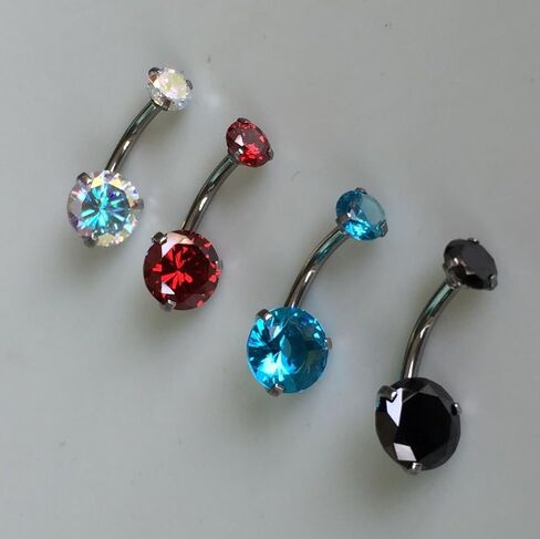 14g Surgical Steel CZ Belly Button Ring Navel Rings Dangle Round Cubic Zirconia Screw Studs Barbell Piercings Sexy Jewelry in Saudi Arabia