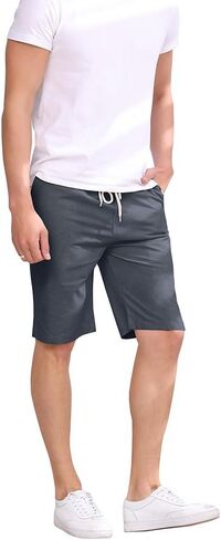 Hoerev Brand Men's Linen Casual Light Fit Shorts in Kuwait