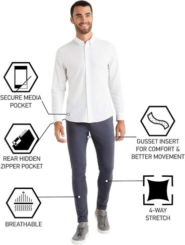 Rhone Men's Commuter Skinny Pant Pant with, Breathable, Comfortable, 4-Way Stretch Fabric in Saudi Arabia