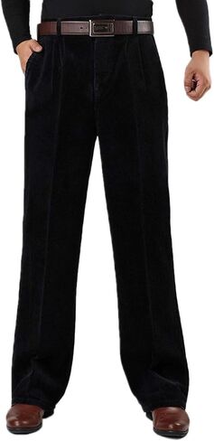 Flygo Mens Relaxed Fit High-Waisted Straight Leg Corduroy Pant Non-Iron in Saudi Arabia