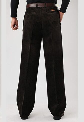 Flygo Mens Relaxed Fit High-Waisted Straight Leg Corduroy Pant Non-Iron in Saudi Arabia