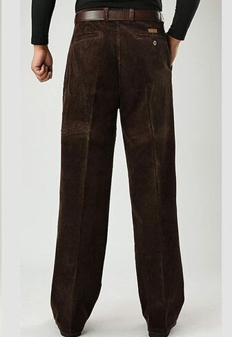 Flygo Mens Relaxed Fit High-Waisted Straight Leg Corduroy Pant Non-Iron in Saudi Arabia