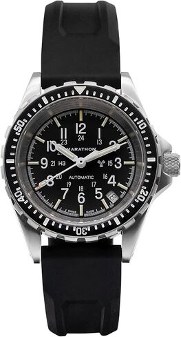 MARATHON 36mm Medium Diver's Automatic (MSAR Auto) Swiss Made Military Issue Milspec Watch with Tritium Illumination (No Government Government, Black Rubber SAR Strap Collection) in Saudi Arabia
