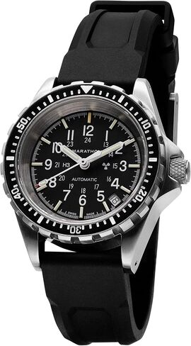 MARATHON 36mm Medium Diver's Automatic (MSAR Auto) Swiss Made Military Issue Milspec Watch with Tritium Illumination (No Government Government, Black Rubber SAR Strap Collection) in Saudi Arabia