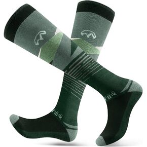 OutdoorMaster Ski Socks, 2-Pair Pack Skiing and Snowboarding Thermal Socks for Men with OTC Design w/Non-Slip Cuff